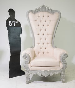 Italian Style Large Tufted Back Throne Chair #1