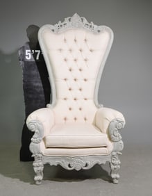Italian Style Large Tufted Back Throne Chair #2