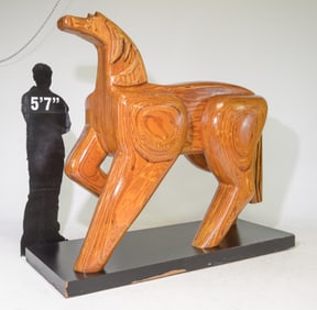 HY Farber Monumental Wood Horse Sculpture