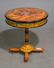 Floral Decorated Round End / Occasional Table