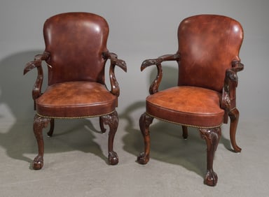 Georgian Chippendale Style Pair of Eagle Arm Chairs