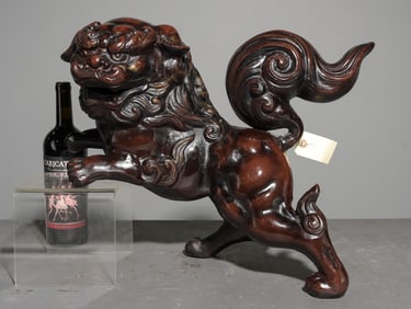 Japanese Bronze Lion / Komainu Statue