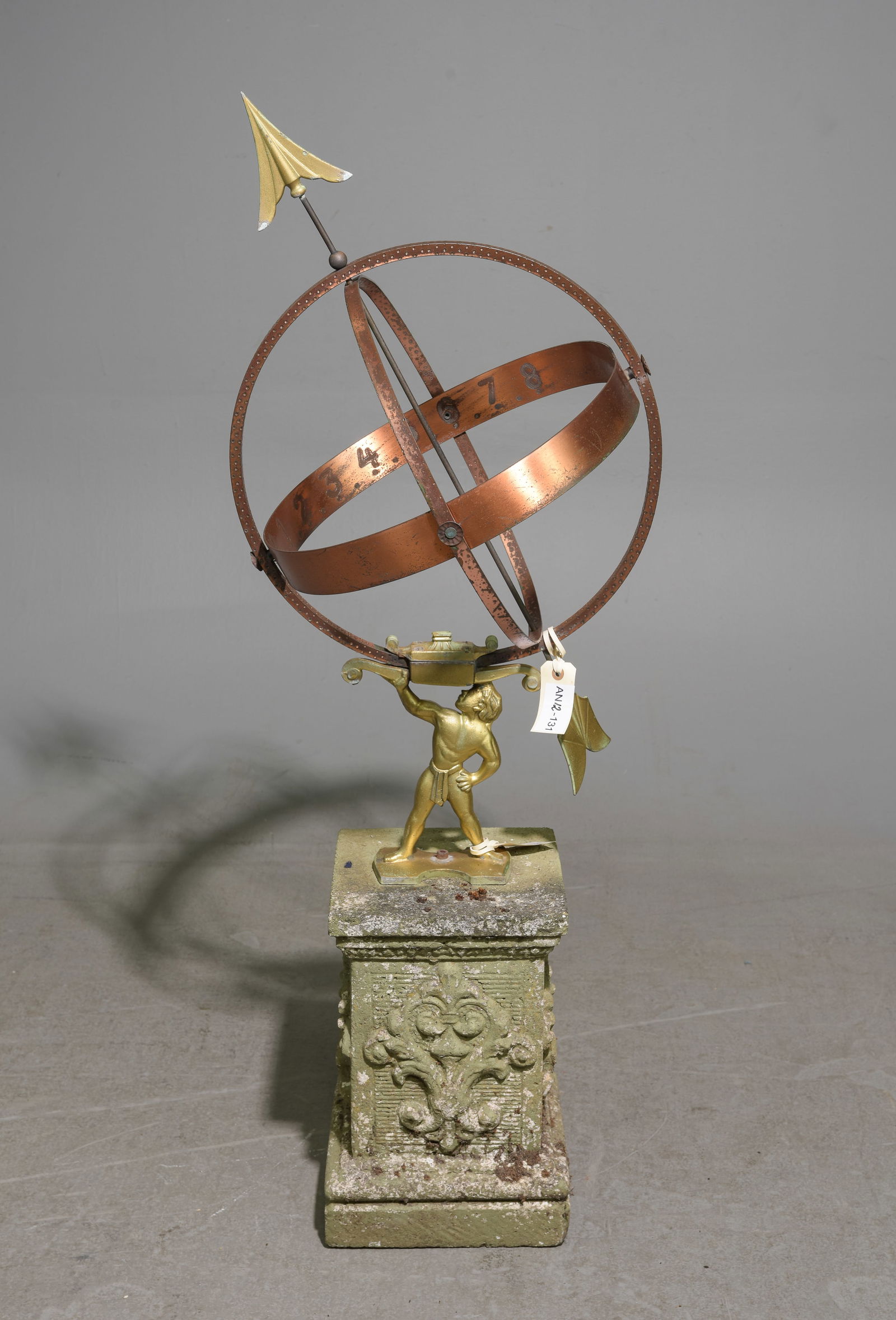 Copper & Brass Sun Dial with Concrete Base (1 of 5)