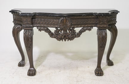 Empire Style Black Faux Marble Top Console