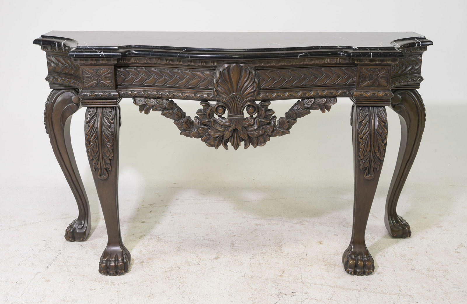 Empire Style Black Faux Marble Top Console: Empire Style Black Faux Marble Top Console / Hall Table - 38 in tall x 66 x 22.5