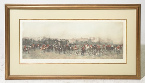 "A Lawn Meet at Aske" Framed Lithograph c.1890