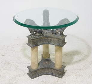 Empire Style Glass Top Occasional Table with Lions