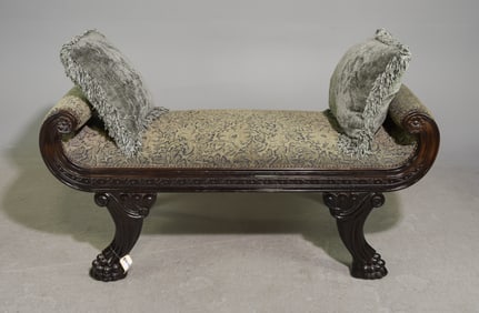Empire Style Scrolled Arm Window / Hall Bench