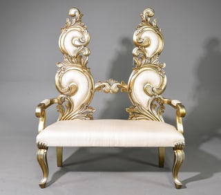 Italian Style High Back Settee / Hall Bench