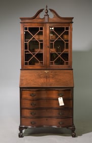 English Ball & Claw Foot Secretary Bookcase