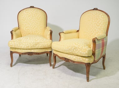 2 French Style Upholstered Arm Chairs