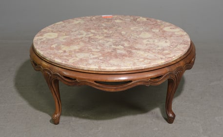 French Style Round Marble Top Cocktail / Coffee Table