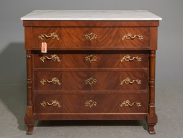 Empire Style White Marble Top Four Drawer Chest #2