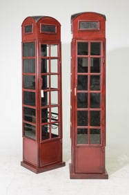2 Narrow "British Phone Booth" Wine Cabinets
