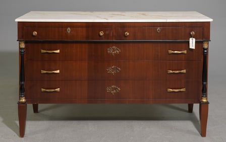White Marble Top 5 Drawer Dresser / Sideboard