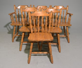 English Pine Set of 6 Dining Chairs c.1940's-50's