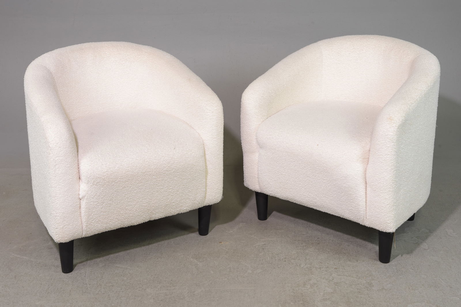 Modern Pair of White Upholstered Arm Chairs (1 of 4)