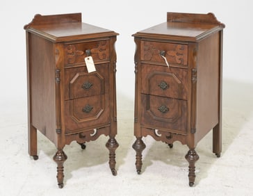 American Pair of Three Drawer Nightstands