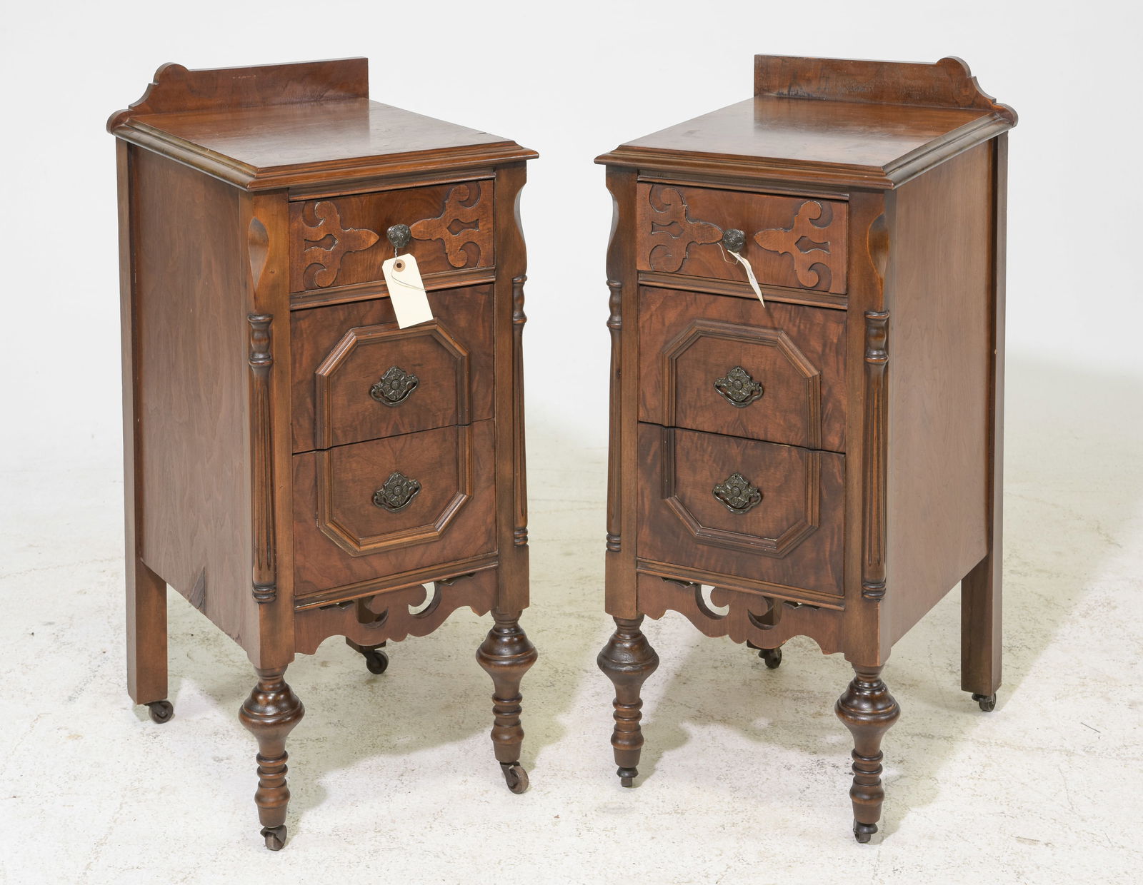 American Pair of Three Drawer Nightstands (1 of 4)