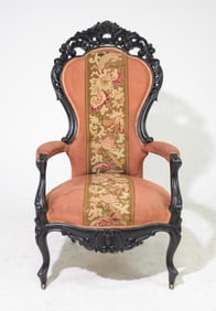 Victorian Style Ebonized Rosewood Arm Chair