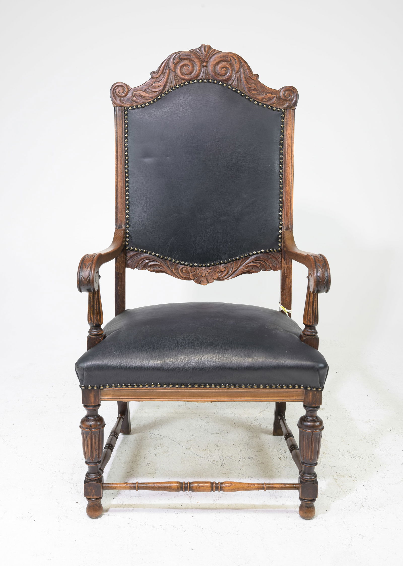 Danish Carved Oak Arm Chair c.1930's-40's (1 of 4)