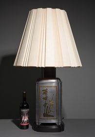 Chinese Large Brass Adorned Lamp with Shade