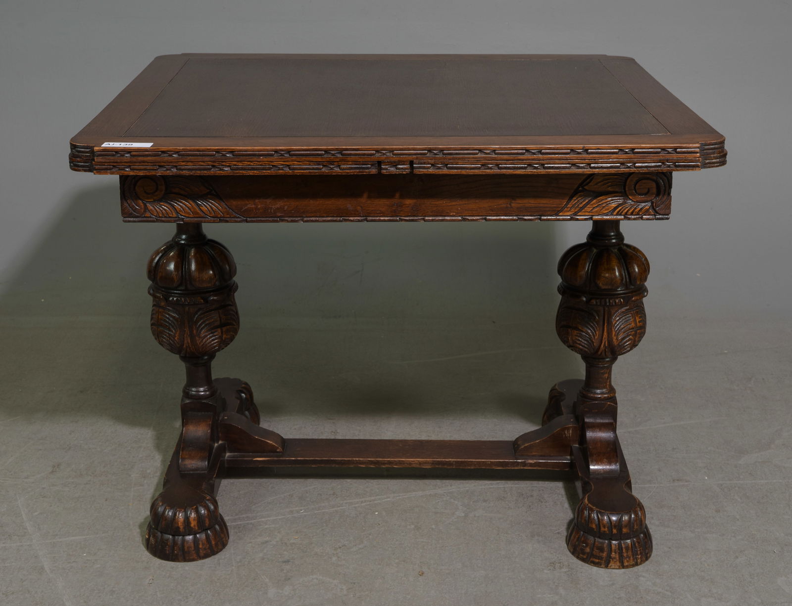 Tudor Style Carved Oak Draw Leaf Table (1 of 9)