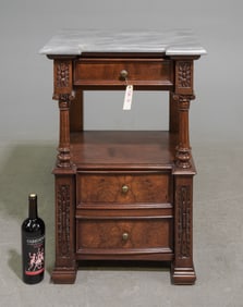 French Style Grey Marble Top Nightstand