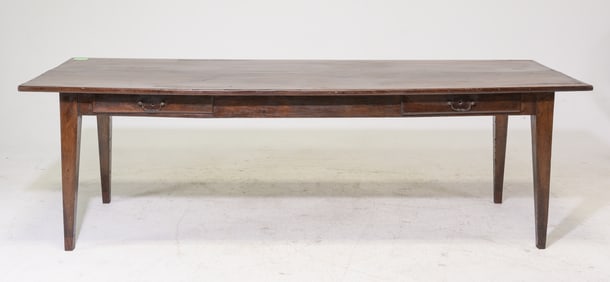 French Solid Oak Farmhouse Table with Drawers