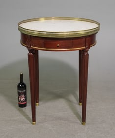 Louis XVI Style White Marble Top Boulotte Table