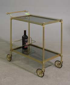French Brass & Smoke Glass Trolley / Cart