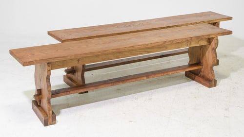 French Monastery Pair of Apple Wood Benches