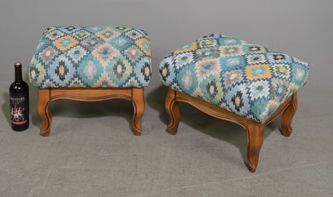 Louis XV Style Pair of Beech Wood Foot Stools