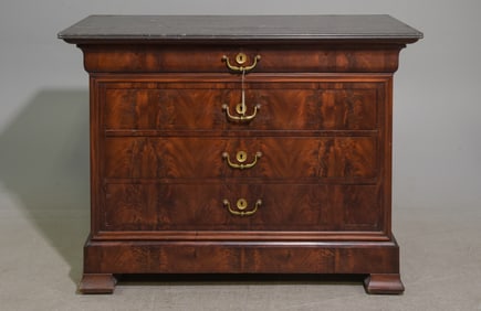 Louis Philippe Style Grey Marble Top Chest
