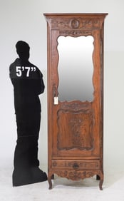 Louis XV Style Oak Mirror Door Bonnetiere / Cupboard