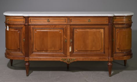 Louis XVI Style Curved Marble Top Sideboard