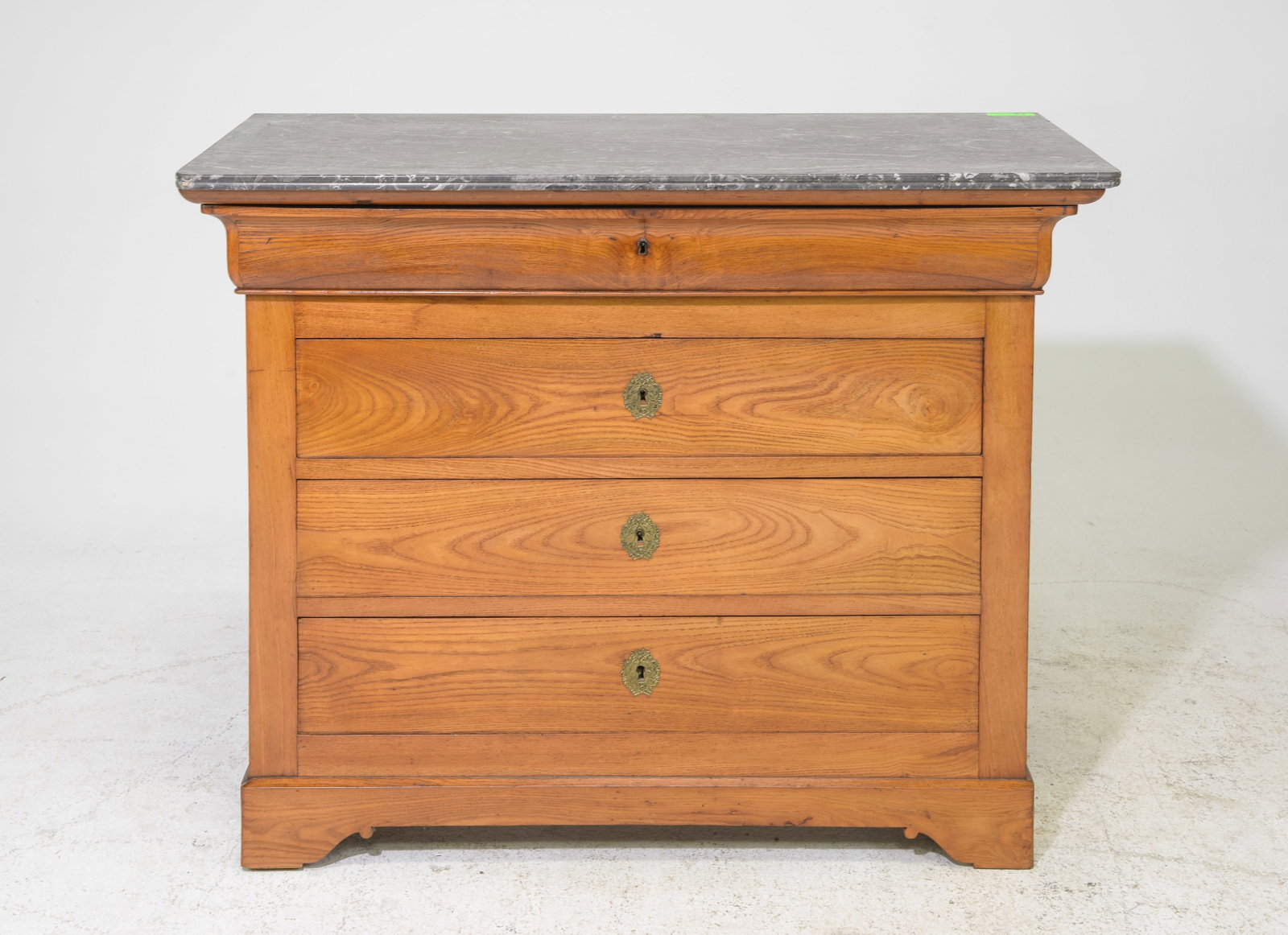Louis Philippe Style Marble 4 Drawers Chest: French Louis Philippe Style Marble 4 Drawers Chest - 35 in tall x 44 x 20.5