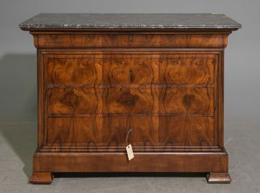 Louis Philippe Style Walnut Marble Top Chest