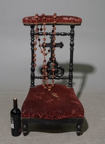 Napoleon III Style Religious Kneeler & Rosary Beads