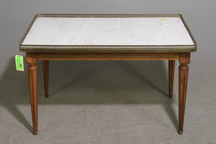 Louis XVI Style White Marble Top Coffee Table