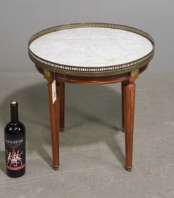 Louis XVI Style Petite White Marble Top Side Table