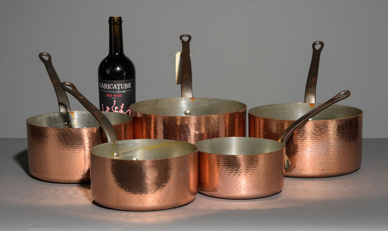 French Polished Copper Set of 5 Sauce Pans (1 of 3)