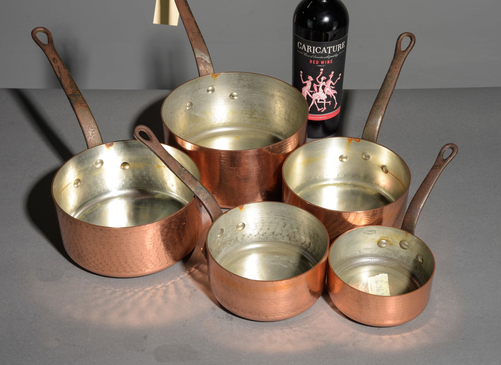 French Polished Copper Set of 5 Sauce Pans #1 (1 of 2)