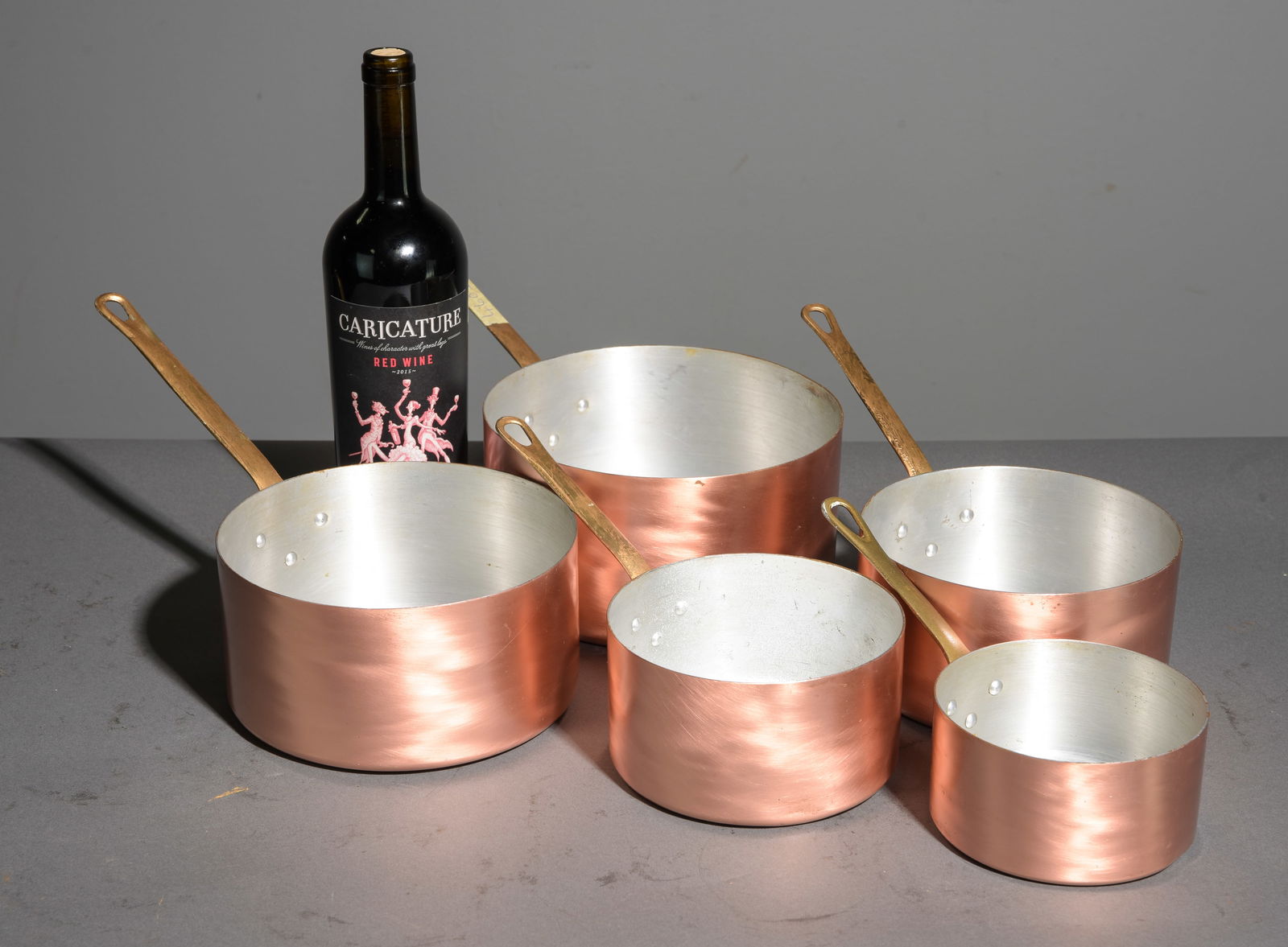 French Polished Copper Set of 5 Sauce Pans #2 (1 of 3)