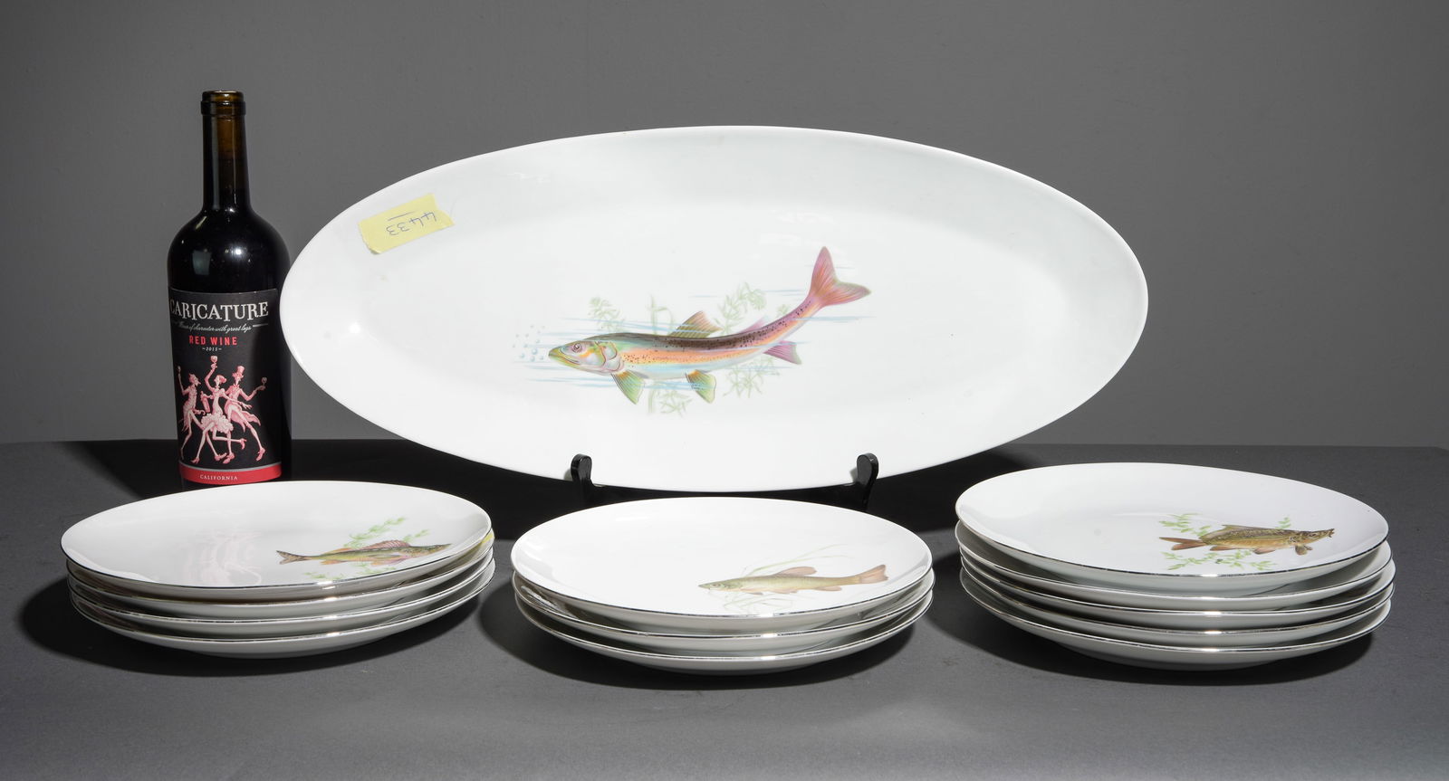 13pc French Fish Plate Set - Platter & 12 Plates (1 of 7)