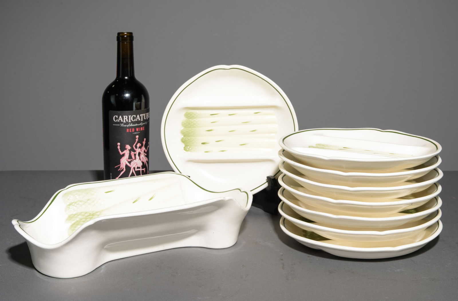 9pc French Asparagus Set - Platter & 8 Plates (1 of 5)