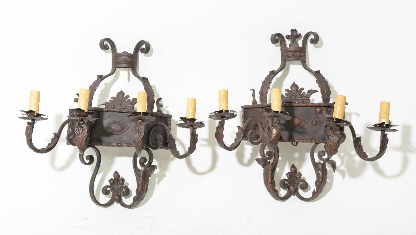 2 Cathedral Heavy Iron Four Arm Large Sconces (1 of 5)