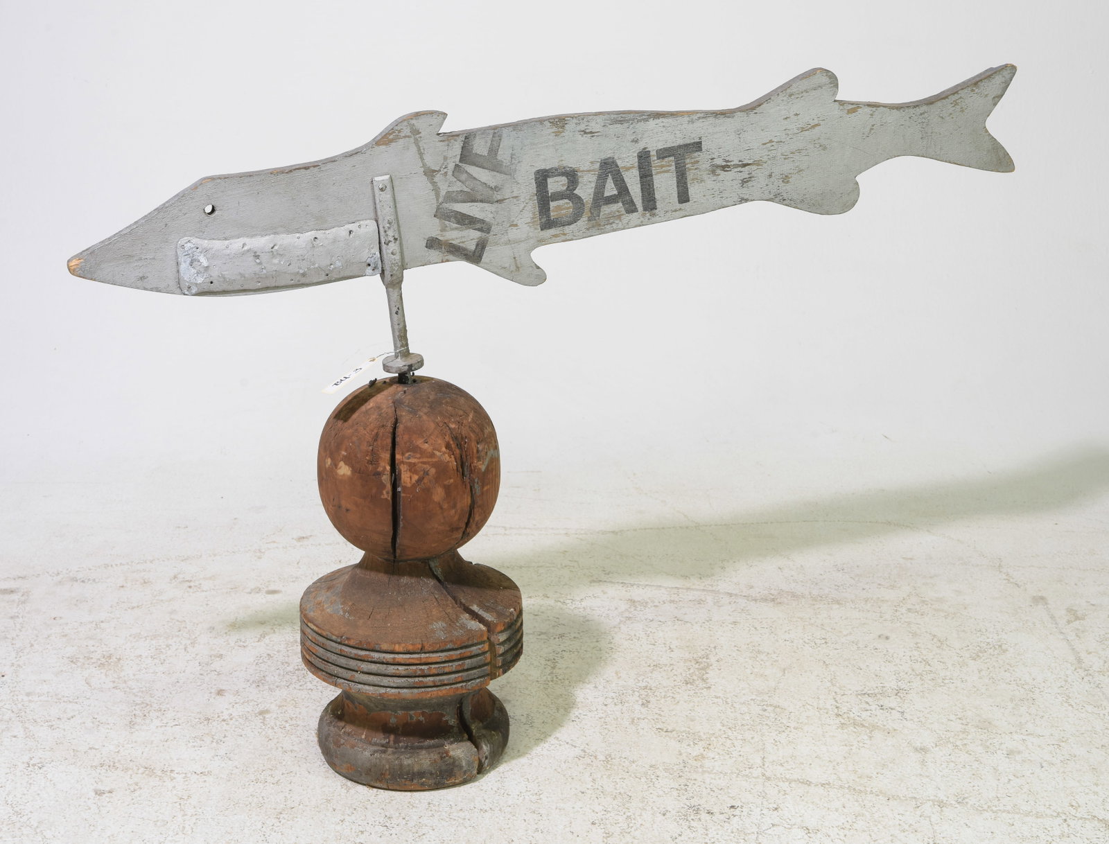 Vintage Hand Painted Wooden Bait Sign: Vintage Hand Painted Wooden Bait Sign - 34 in tall x 49 x 11