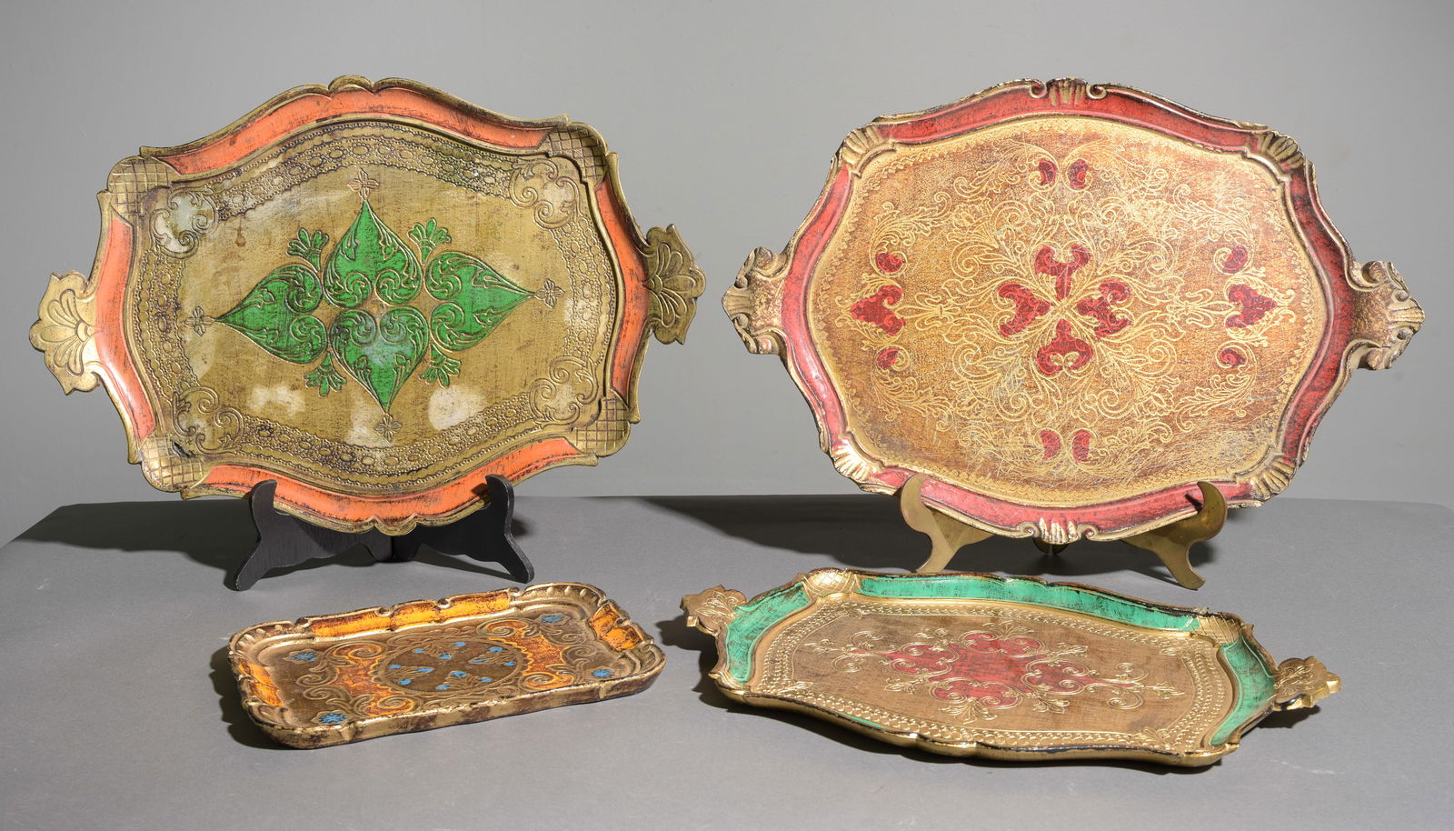Four Assorted Florentine Trays / Platters (1 of 8)