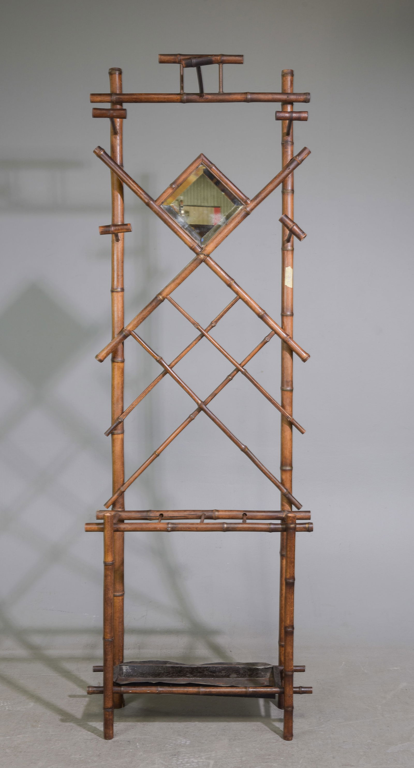 French Bamboo Mirror Back Hall Stand (1 of 4)